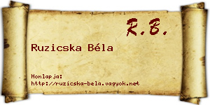 Ruzicska Béla névjegykártya